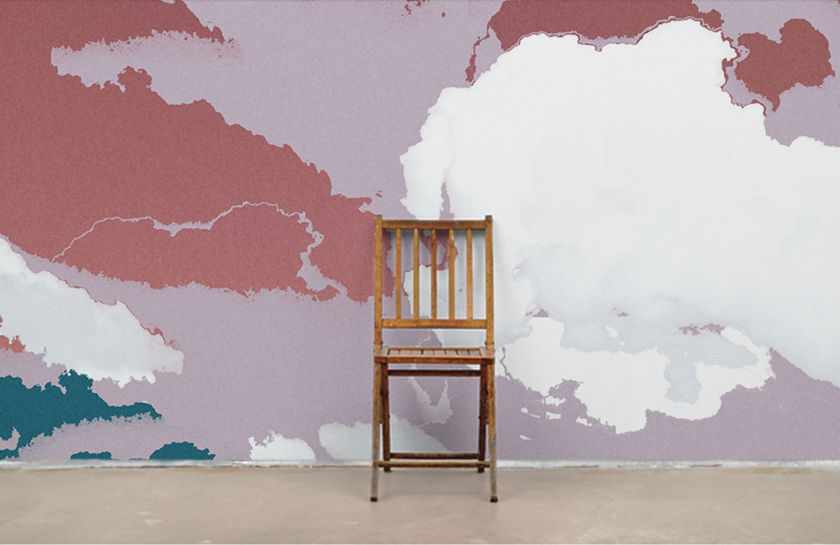 Абстрактные фотообои на стену с белыми облаками на сиреневом фоне Узоры на Стене