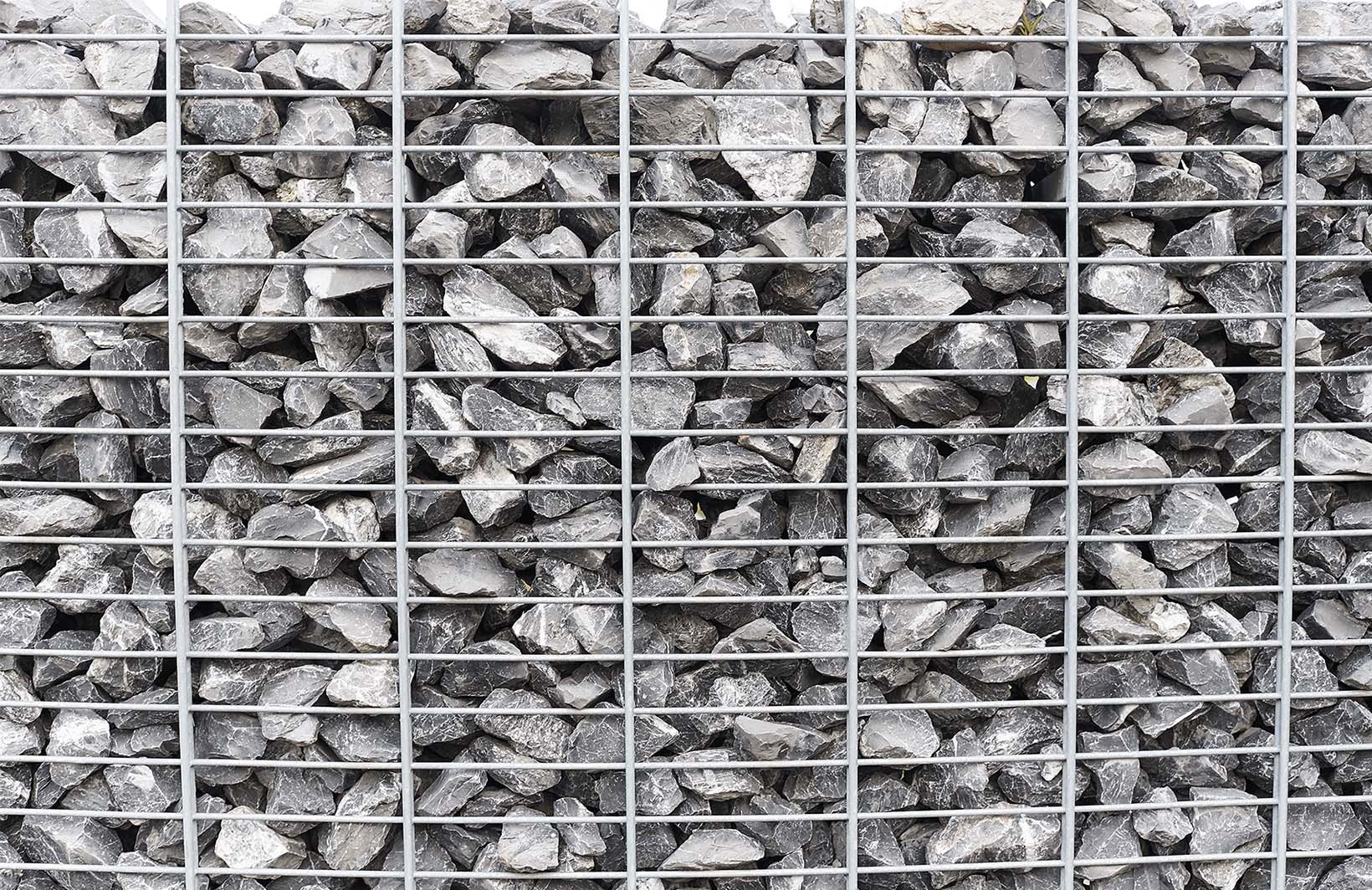 Брутальные фотообои с габионами из металла и камней в лофт стиле Узоры на Стене