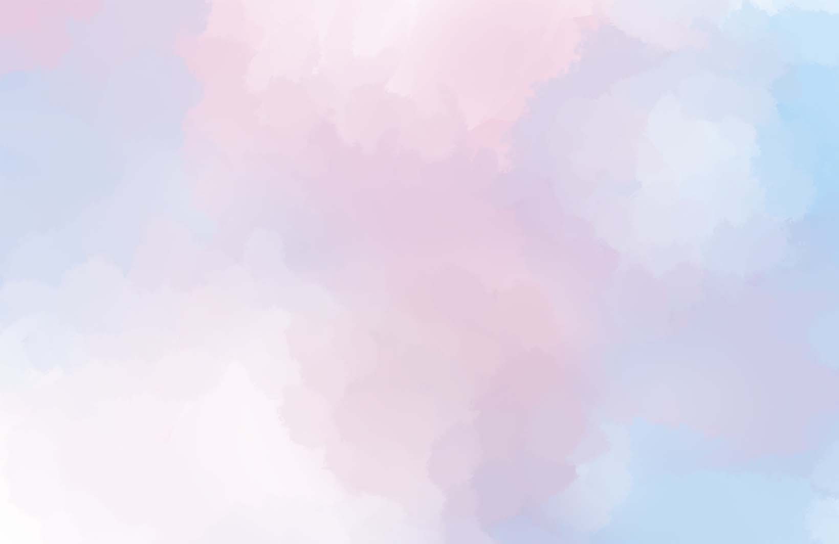Фотообои Облака с Акварельным Градиентом Розовые и Голубые Узоры на Стене