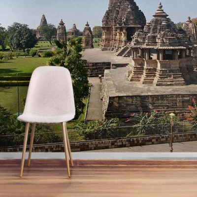  3д фотообои расширяющие пространство с индийскими храмами в гостиную  Узоры на Стене