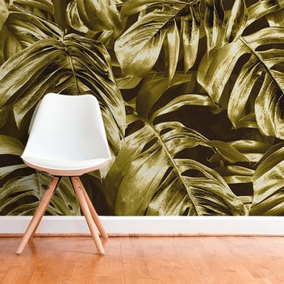  Роскошные фотообои с тропическими листьями в золоте  Узоры на Стене